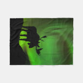 アラスカ州グリーンオーロラ・ボレリスとムース フリースブランケット (正面(横))