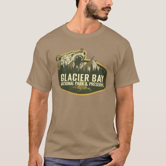 アラスカ州グレイシャーベイ国立公園保護区 リトロ Tシャツ (正面)