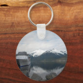 アラスカ州スカイウェイにドッキングしたクルーズ船 キーホルダー (正面)