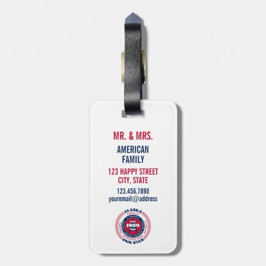 アラスカ州パーソナライズされたギフト荷物タグ ラゲッジタグ (裏面縦)