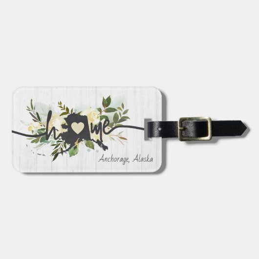 アラスカ州パーソナライズされたユアホームシティ素朴 ラゲッジタグ (正面横)