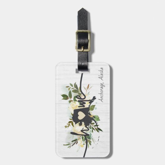 アラスカ州パーソナライズされたユアホームシティ素朴 ラゲッジタグ (正面縦)