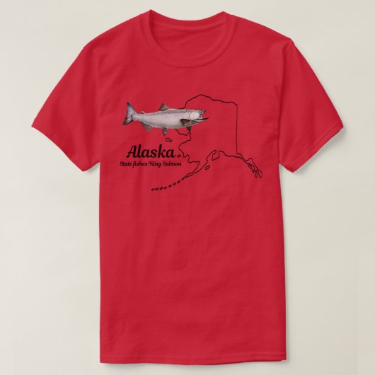 アラスカ州フィッシュキングサーモンTシャツ Tシャツ (デザイン正面)