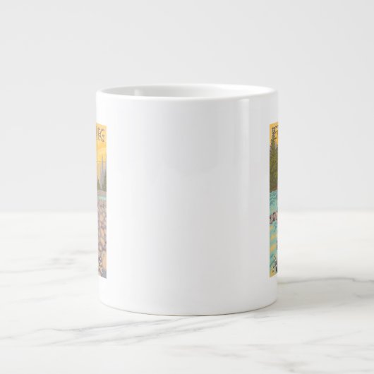 アラスカ州ペテルブルグの女性フライ·フィッシング ジャンボコーヒーマグカップ (正面)