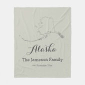 アラスカ州マップのアウトラインファパーソナライズされたミリ フリースブランケット (正面)