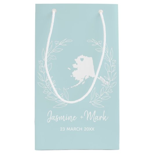 アラスカ州マップの目的地の結婚式の好意    スモールペーパーバッグ (裏面)