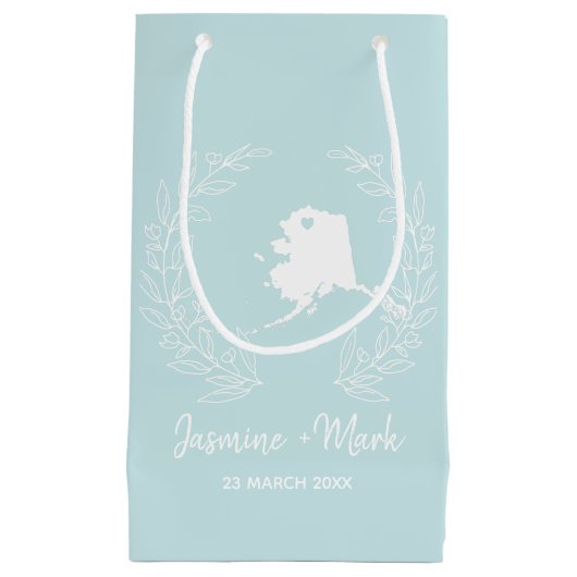 アラスカ州マップの目的地の結婚式の好意    スモールペーパーバッグ (正面)