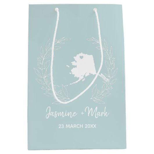 アラスカ州マップの目的地の結婚式の好意 ミディアムペーパーバッグ (正面)