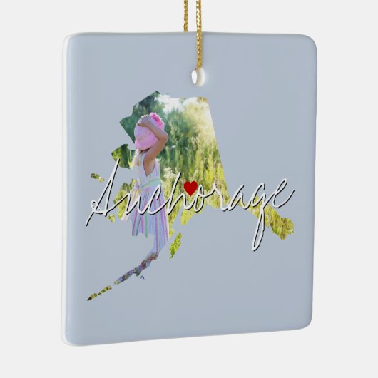 アラスカ州写真の挿入と町名 セラミックオーナメント (右)