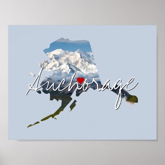 アラスカ州写真の挿入と町名 ポスター (正面)