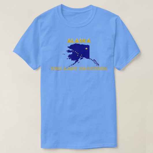 アラスカ州地図フロンティア州旗 Tシャツ (デザイン正面)