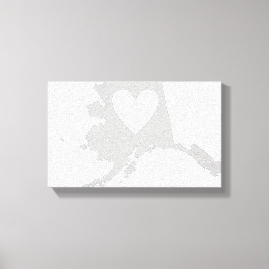 アラスカ州形状(ハート付き) キャンバスプリント (正面)