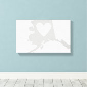 アラスカ州形状(ハート付き) キャンバスプリント (インサイチュ (ウッドフロア))