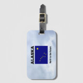 アラスカ州旗とスローガン ラゲッジタグ (正面縦)