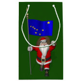 アラスカ州旗のあるサンタクロース スモールペーパーバッグ (裏面)