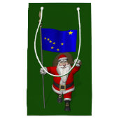 アラスカ州旗のあるサンタクロース スモールペーパーバッグ (正面)