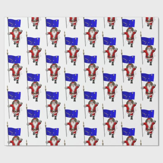 アラスカ州旗のあるサンタクロース ラッピングペーパー (フラット)