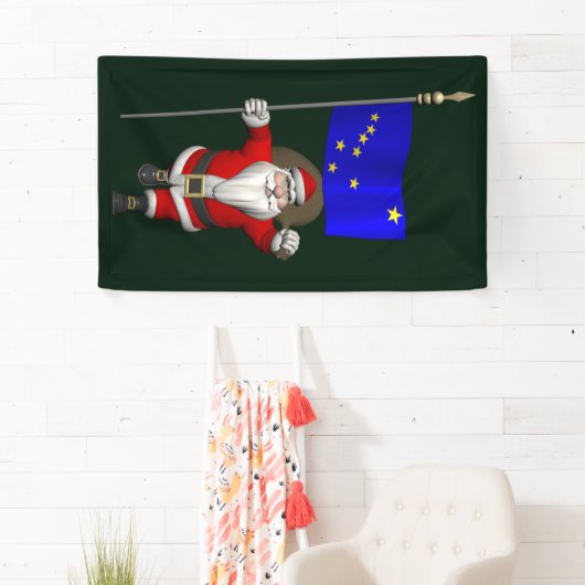 アラスカ州旗のあるサンタクロース 横断幕 (インサイチュ)