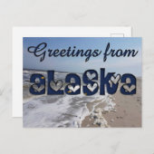 アラスカ州旗ハート ポストカード (正面/裏面)