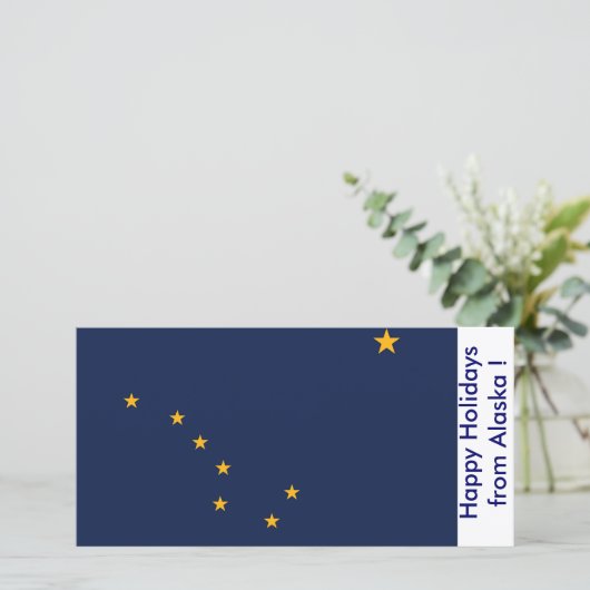 アラスカ州旗、アメリカからのハッピーホリデー シーズンカード (スタンド正面)
