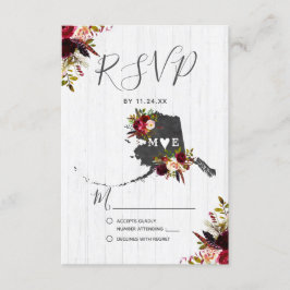 アラスカ州素朴目的地ウェディングRSVP 出欠カード