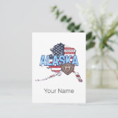 アラスカ州統一された州マップヴィンテージUSA シーズンポストカード (スタンド正面)