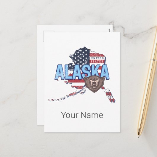 アラスカ州統一された州マップヴィンテージUSA シーズンポストカード (正面/裏面インサイチュ)