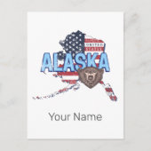 アラスカ州統一された州マップヴィンテージUSA シーズンポストカード (正面)