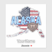 アラスカ州統一された州マップヴィンテージUSA シール (シート)