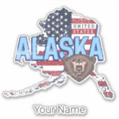 アラスカ州統一された州マップヴィンテージUSA シール (正面)