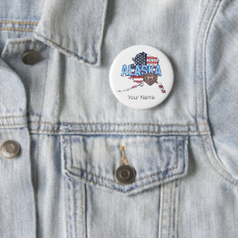 アラスカ州統一された州マップヴィンテージUSA 缶バッジ