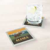 アラスカ州 | Frontier Moose ガラスコースター (アングル)
