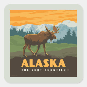 アラスカ州 Frontier Moose スクエアシール