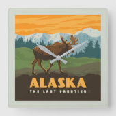 アラスカ州 | Frontier Moose スクエア壁時計 (正面)