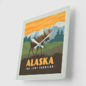 アラスカ州 | Frontier Moose スクエア壁時計 (傾斜)