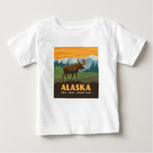 アラスカ州 Frontier Moose ベビーTシャツ