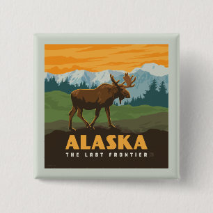 アラスカ州 Frontier Moose 缶バッジ