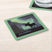 アラスカ州 | Northern Lightsムース スクエアペーパーコースター (アングル)