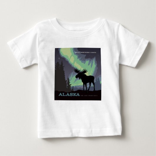 アラスカ州 | Northern Lightsムース ベビーTシャツ (正面)