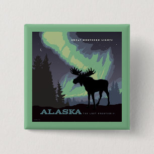 アラスカ州 Northern Lightsムース 缶バッジ