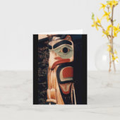 アラスカ彫刻カラートーテムポール夏の折りたたみ カード (黄色い花)