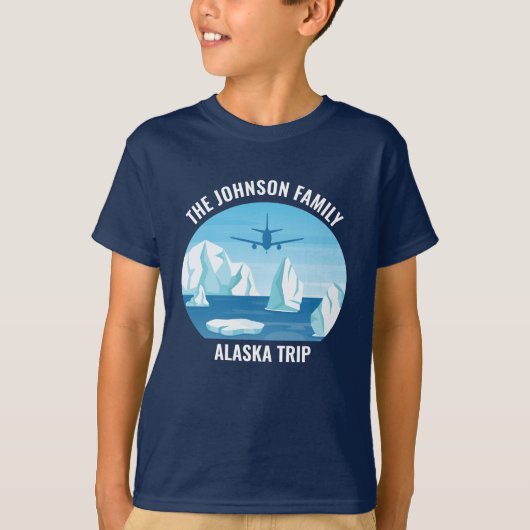 アラスカ旅行ブルーグレイシャー オーダーメイド キッズ Tシャツ (正面)