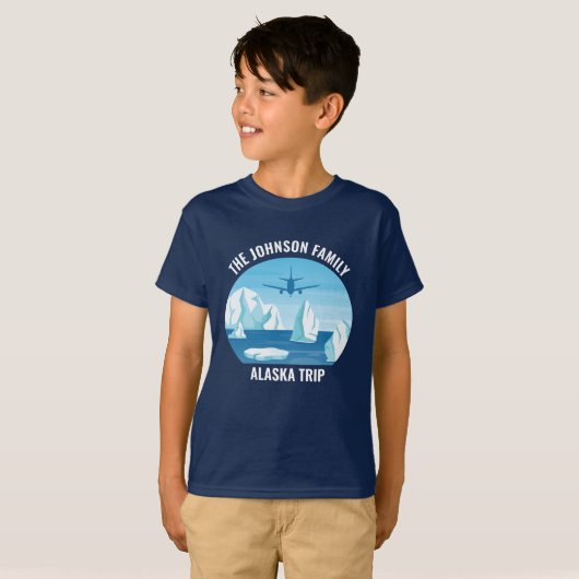 アラスカ旅行ブルーグレイシャー オーダーメイド キッズ Tシャツ (正面フル)
