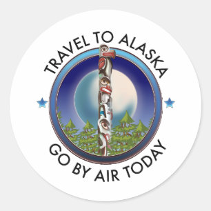 アラスカ旅行ロゴ ラウンドシール