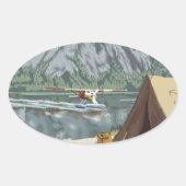 アラスカ旅行 楕円形シール (正面)