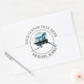 アラスカ景観地図カスタムテキスト3" ラウンドシール (封筒)