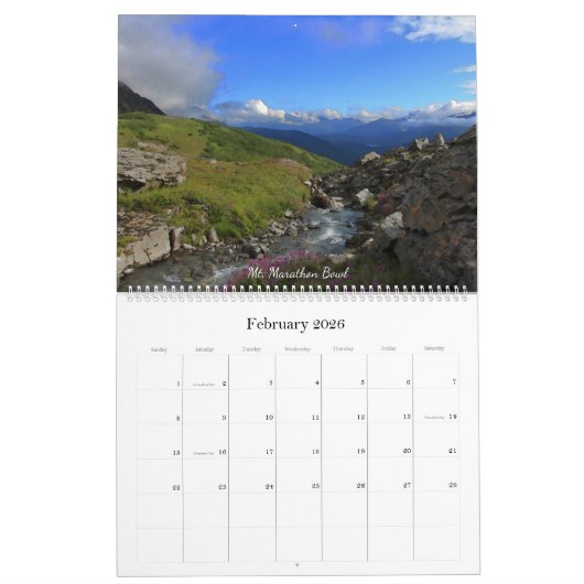 アラスカ景観LG – カレンダー (2月 2026)