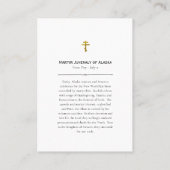 アラスカ正教会の殉教少年祈りの言葉カード プレイスカード (裏面)