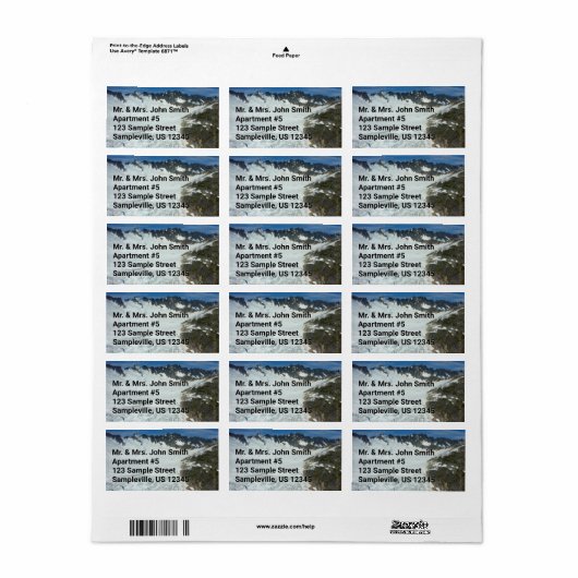 アラスカ氷河の風光明媚な旅行風景 ラベル (フルシート)