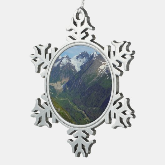 アラスカ氷河彫刻の谷 スノーフレークピューターオーナメント (右)